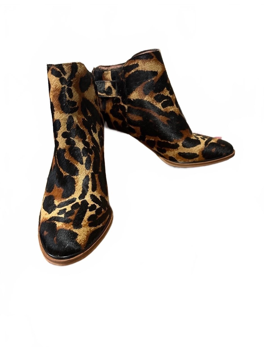 Louise et Cie Thisbee Leopard Calf Hair Booties Ankle Boots Zipper Size 7.5